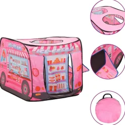 Kinderspeeltent met 250 ballen 70x112x70 cm roze><noscript><img width=