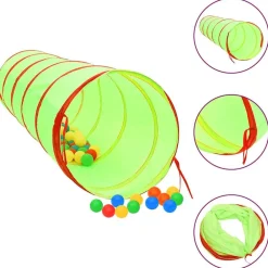 Buitenspeelgoed*vidaXL Kinderspeeltunnel met 250 ballen 175 cm polyester groen Multikleur