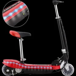 Buitensport*vidaXL Kinderstep met zadel en LED 120 W Rood