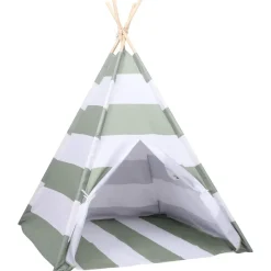 Buitenspeelgoed*vidaXL Kindertent Grijs en Wit 120 x 120 x 150 cm Massief grenenhout