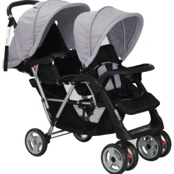 Kinderwagen dubbel staal en zwart>vidaXL Hot