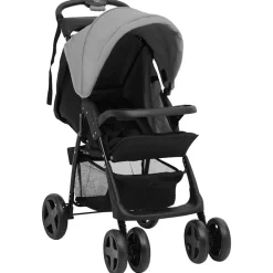 Onderweg*vidaXL Kinderwagen 3-in-1 staal en zwart Lichtgrijs