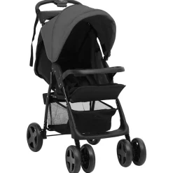 Onderweg*vidaXL Kinderwagen 2-in-1 staal en zwart Donkergrijs