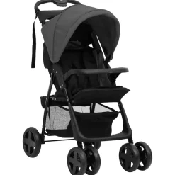 Onderweg*vidaXL Kinderwagen 2-in-1 staal en zwart Donkergrijs