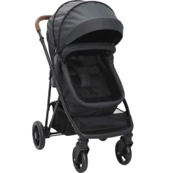 Onderweg*vidaXL Kinderwagen 2-in-1 staal kleurig en zwart Antraciet