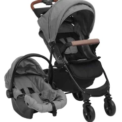 Onderweg*vidaXL Kinderwagen 3-in-1 staal Lichtgrijs