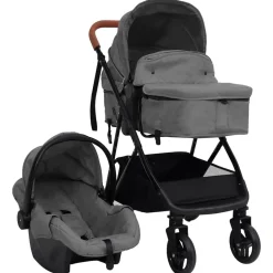 Kinderwagen 3-in-1 staal en zwart>vidaXL