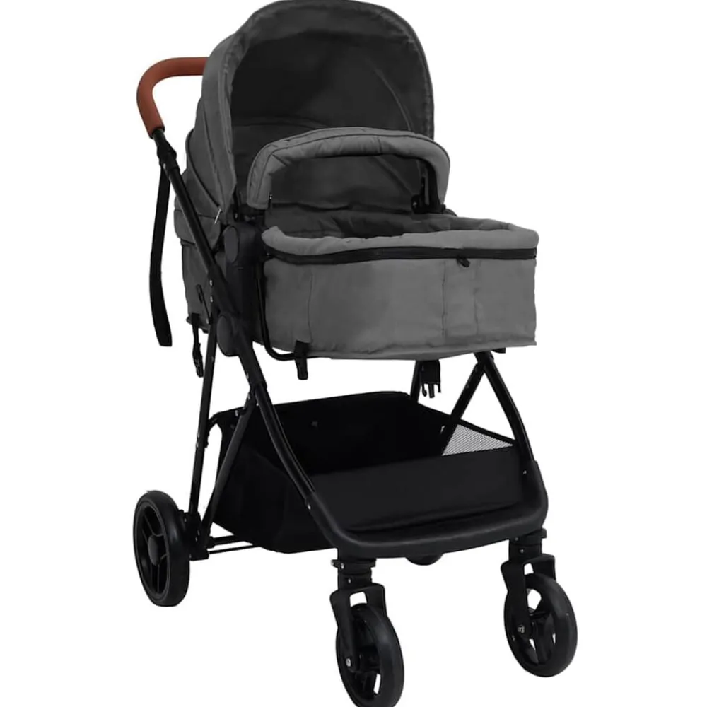 Kinderwagen 3-in-1 staal en zwart>vidaXL