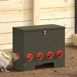 Huisdierbenodigdheden*vidaXL Kip voerbak Olijf Groen 60,5 x 29 x 51 cm Koudgewalst Staal Olijfgroen