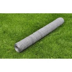 Tuinafscheidingen*vidaXL Kippengaas 25x0,5 m gegalvaniseerd staal kleurig Zilver