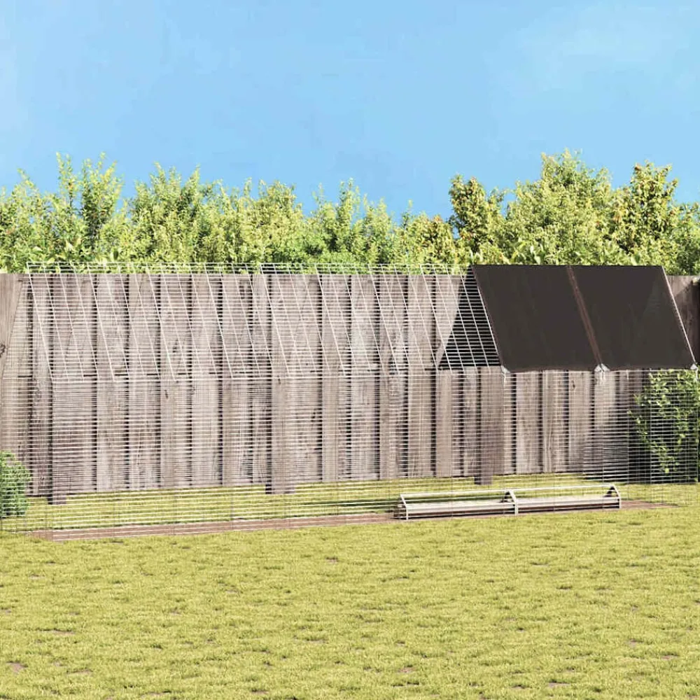 Huisdierbenodigdheden*vidaXL Kippenhok 2 pcs Zilver 600 x 100 x 210 cm Gegalvaniseerd staal