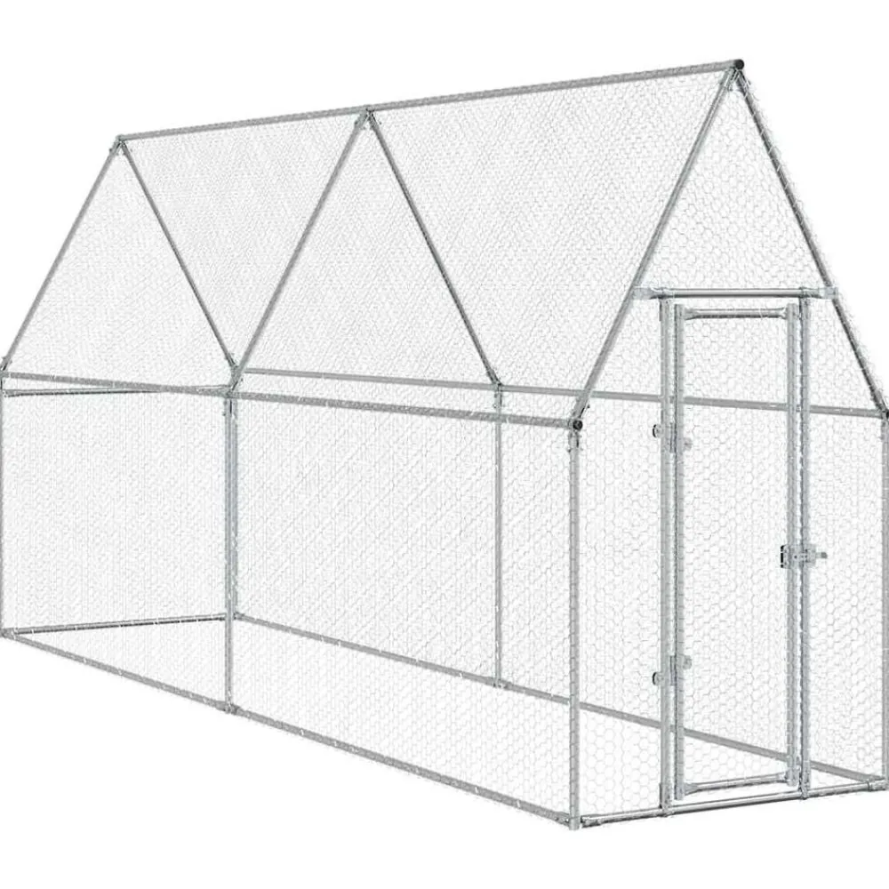 Huisdierbenodigdheden*vidaXL Kippenhok 100x100x190 cm gegalvaniseerd staal zilverkleurig