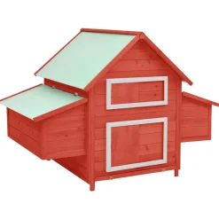 Huisdierbenodigdheden*vidaXL Kippenhok 150x96x110 cm massief vurenhout Rood en wit