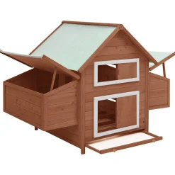 Huisdierbenodigdheden*vidaXL Kippenhok 150x96x110 cm massief vurenhout mokkakleurig en wit