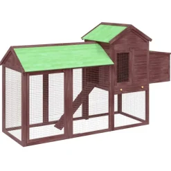 Kippenhok 193x65x117 cm massief grenenhout kleurig>vidaXL Online