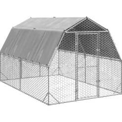 Kippenren met dak 2,5x4x2,25 m gegalvaniseerd staal>vidaXL Sale