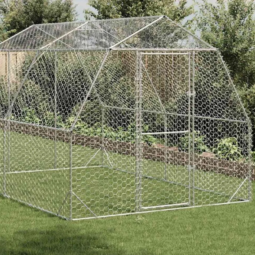 Kippenren 2,5x4x2,25 m gegalvaniseerd staal>vidaXL Online