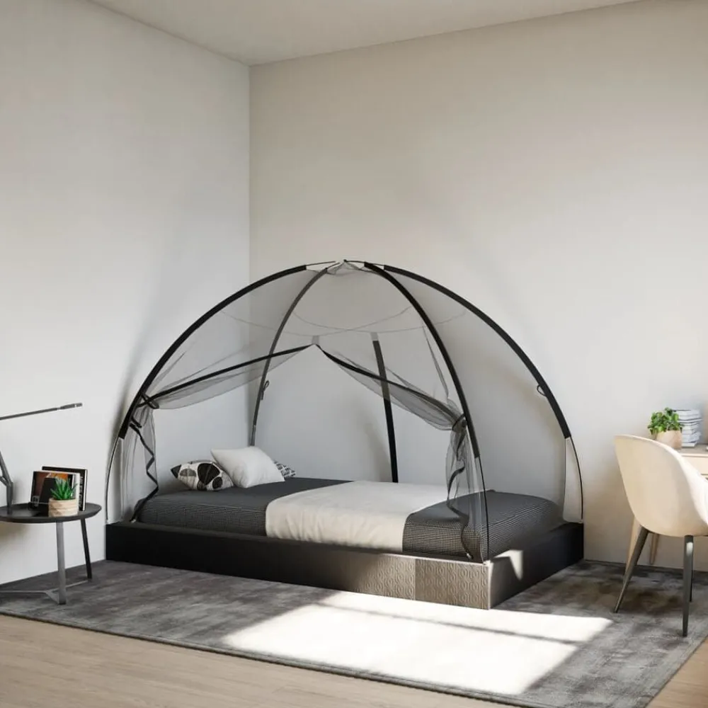 Buitensport*vidaXL Klamboe met deuren Mongolia 220 gaas 200x120x130 cm Zwart