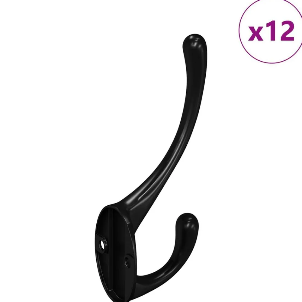 Kledinghaak 12 pcs Zwart 102 x 29 x 47mm Zinklegering>vidaXL Hot