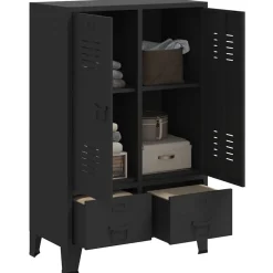 Kasten & Opbergmeubelen*vidaXL Kledingkast industriële stijl 67x35x107 cm metaal Zwart
