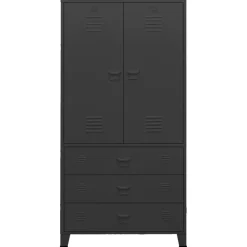 Kasten & Opbergmeubelen*vidaXL Kledingkast industrieel 90x50x180 cm metaal Zwart