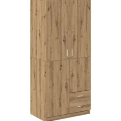 Kasten & Opbergmeubelen*vidaXL Kledingkast 80x52x180 cm bewerkt hout artisanaal eikenkleurig