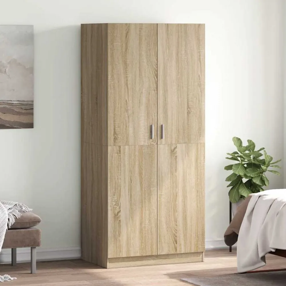 Kasten & Opbergmeubelen*vidaXL Kledingkast 80x52x180 cm bewerkt hout kleurig Sonoma eiken