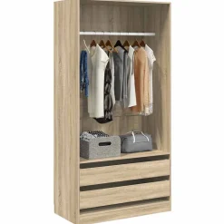 Kledingkast 100x50x200 cm bewerkt hout kleurig><noscript><img width=