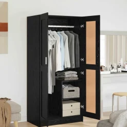 Kasten & Opbergmeubelen*vidaXL Kledingkast 82,5 x 51,5 x 180 cm Bewerkt hout Zwart eiken