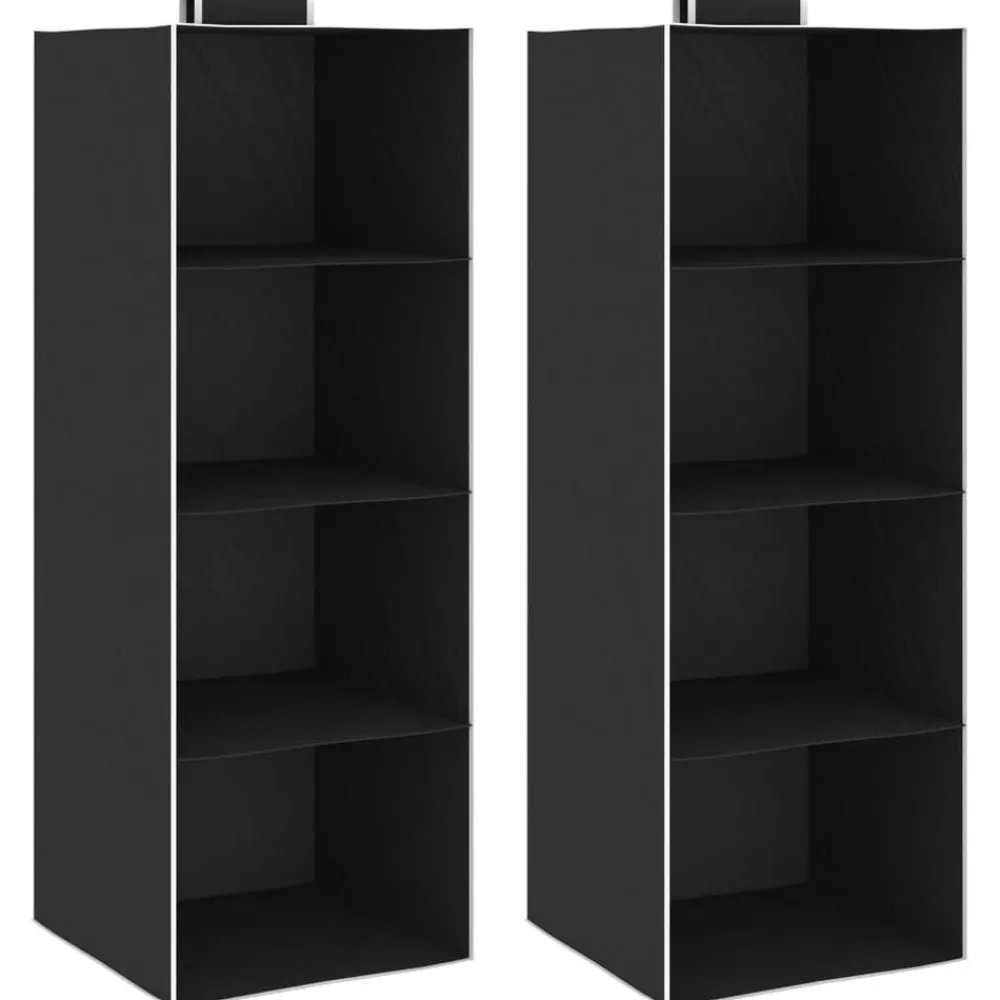 Huishoudelijke Benodigdheden*vidaXL Kledingorganisers hangend 2 st met 4 schappen stof Zwart