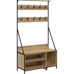 Huishoudelijke Benodigdheden*vidaXL Kledingrek Artisan Eiken 100 x 41 x 184 cm Bewerkt hout artisanaal eikenkleurig