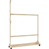Kledingrek met haken en wielen 100x35x157 cm bamboe>vidaXL Hot