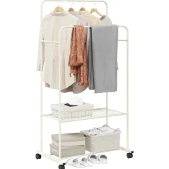 Huishoudelijke Benodigdheden*vidaXL Kledingrek met plank met wiel met opslag 80 x 53 x 156 cm Wit