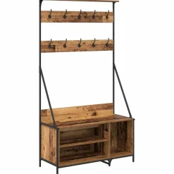 Huishoudelijke Benodigdheden*vidaXL Kledingrek met plank 100 x 41 x 184 cm Bewerkt hout Oud hout