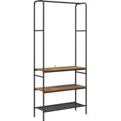 Huishoudelijke Benodigdheden*vidaXL Kledingrek met plank 77 x 30 x 171 cm Bewerkt hout Oud hout