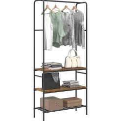 Huishoudelijke Benodigdheden*vidaXL Kledingrek met plank 77 x 30 x 171 cm Bewerkt hout Oud hout
