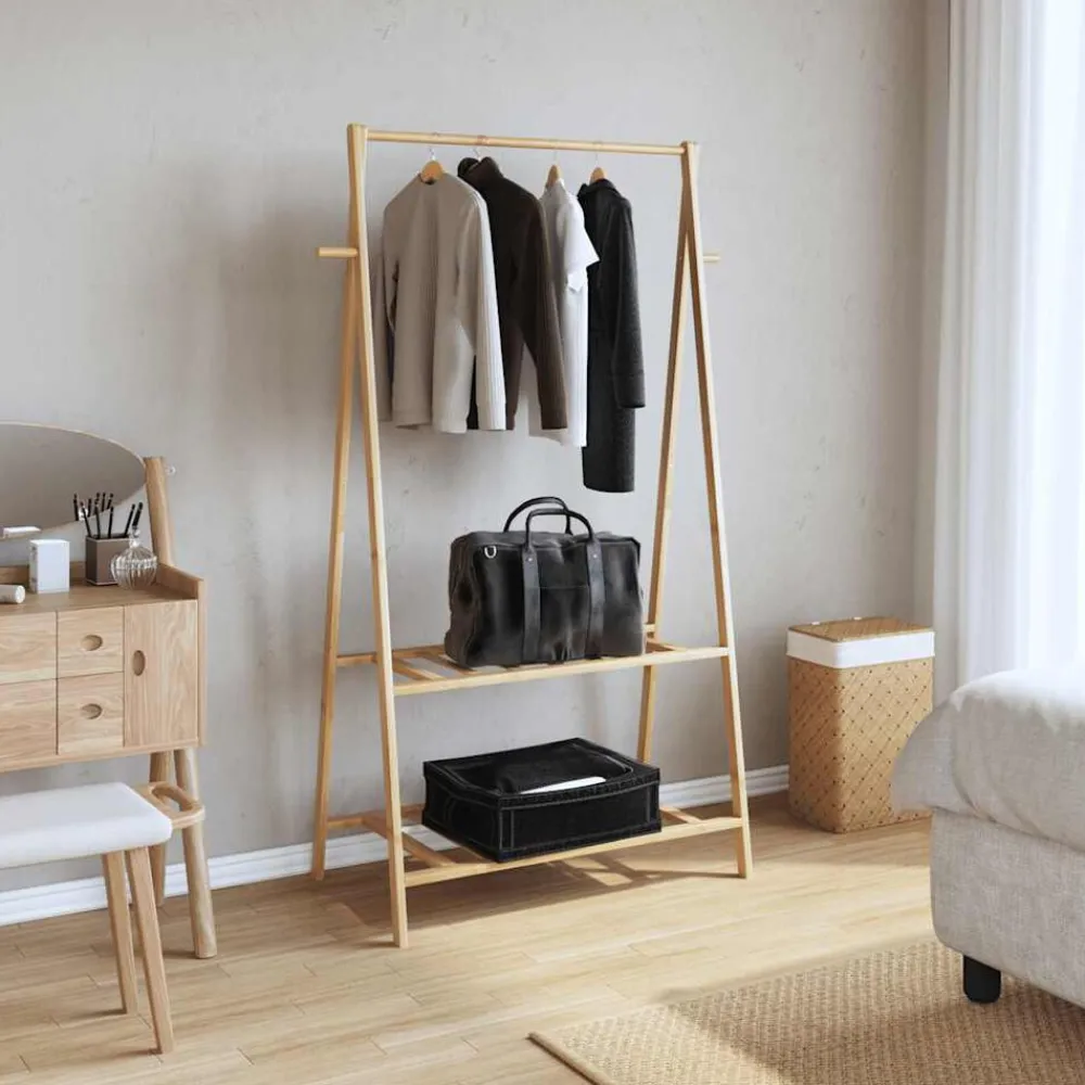 Huishoudelijke Benodigdheden*vidaXL Kledingrek met schappen 96x45,5x150,5 cm bamboe