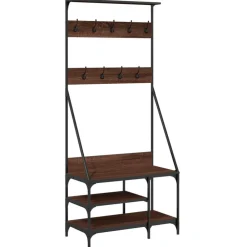 Huishoudelijke Benodigdheden*vidaXL Kledingrek met schoenenrek 80x40x184 cm bruin eikenkleur