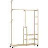 Huishoudelijke Benodigdheden*vidaXL Kledingrek met schappen en wielen 100x38x175,5 cm bamboe