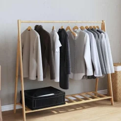 Kledingrek met schappen 106x34x102 cm bamboe><noscript><img width=