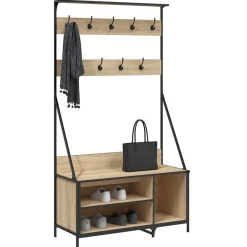 Huishoudelijke Benodigdheden*vidaXL Kledingrek met schoenenrek 100x41x184 cm kleurig Sonoma eiken