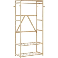 Huishoudelijke Benodigdheden*vidaXL Kledingrek met schappen 80x40x175 cm bamboe