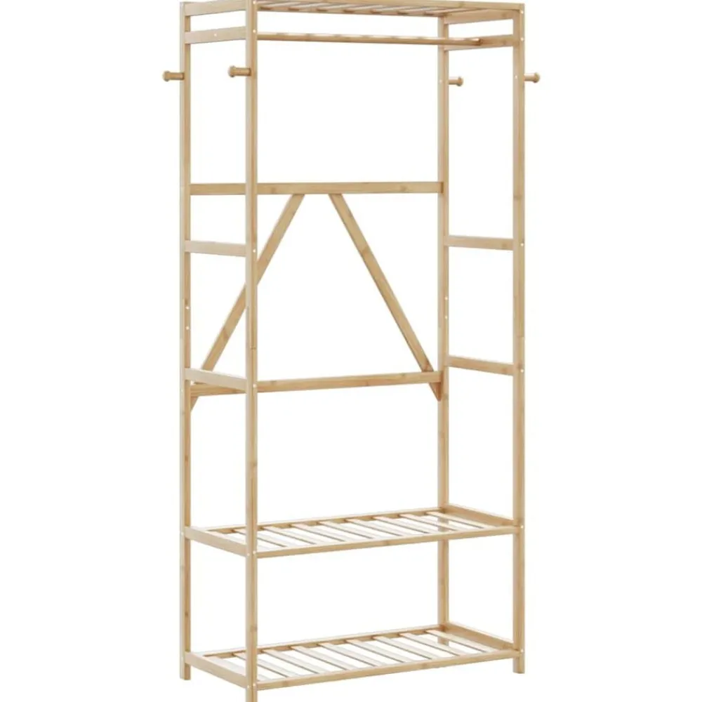 Huishoudelijke Benodigdheden*vidaXL Kledingrek met schappen 80x40x175 cm bamboe