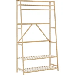 Kledingrek met schappen 110x40x180 cm bamboe>vidaXL Best