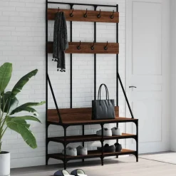 Huishoudelijke Benodigdheden*vidaXL Kledingrek met schoenenrek 100x40x184 cm bruin eikenkleur