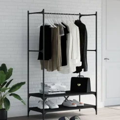 Kledingrek met schappen bewerkt hout>vidaXL Best