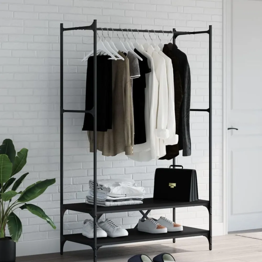 Kledingrek met schappen bewerkt hout>vidaXL Best