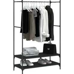 Kledingrek met schappen bewerkt hout><noscript><img width=
