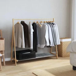 Kledingrek met schappen 106x34x102 cm bamboe>vidaXL Online