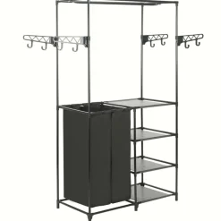 Huishoudelijke Benodigdheden*vidaXL Kledingrek 87x44x158 cm staal en ongeweven stof zwart